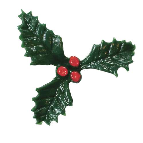 Green Plastic Holly - Large - Click Image to Close